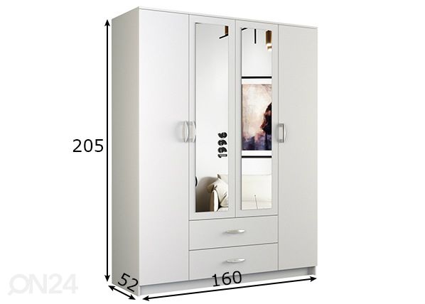 Vaatekaappi Domek 160 cm mitat