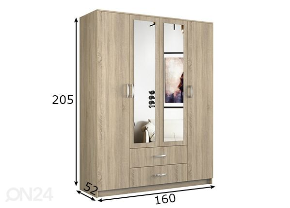 Vaatekaappi Domek 160 cm mitat