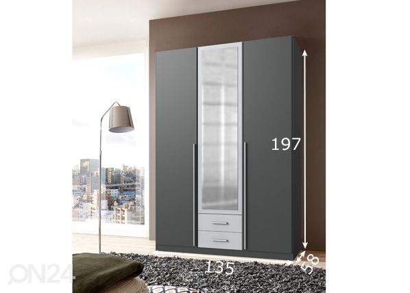 Vaatekaappi Dover 135 cm mitat