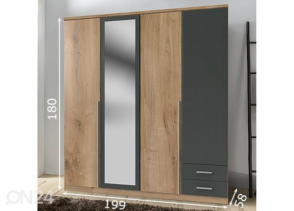 Vaatekaappi Eifel 180 cm mitat