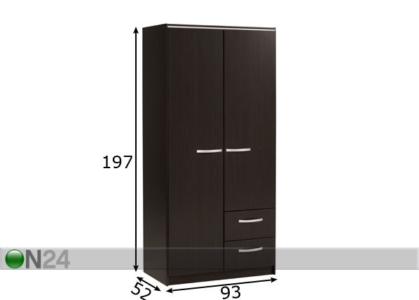 Vaatekaappi EVO 2-ovinen coffee mitat