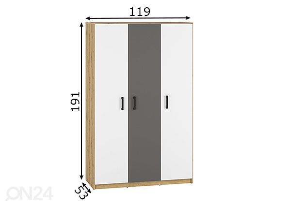 Vaatekaappi Firenze 119 cm mitat