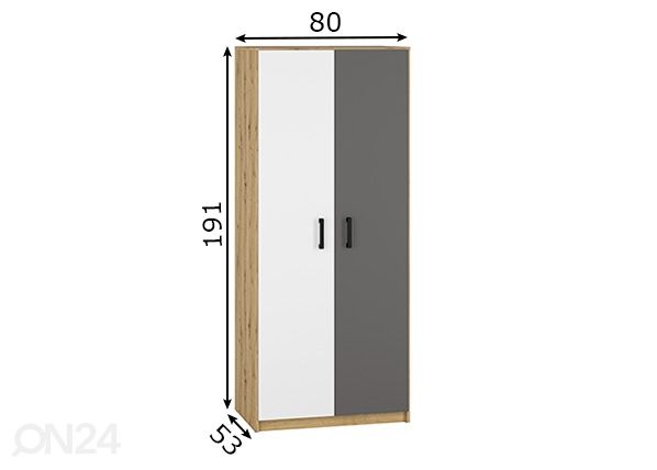 Vaatekaappi Firenze 80 cm mitat