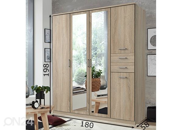 Vaatekaappi Frankfurt 180 cm mitat