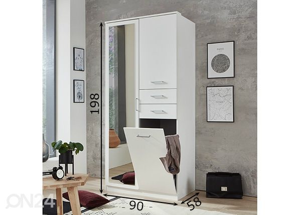Vaatekaappi Frankfurt 90 cm mitat
