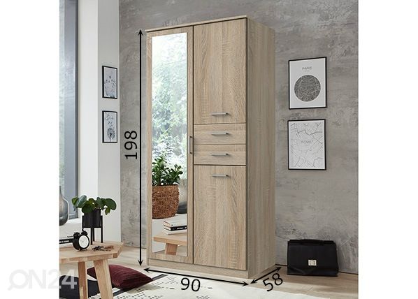 Vaatekaappi Frankfurt 90 cm mitat