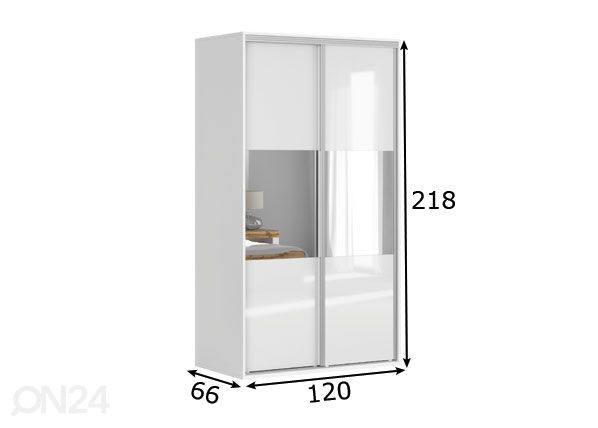 Vaatekaappi Franziska 120 cm mitat