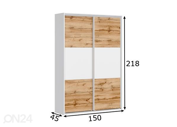 Vaatekaappi Franziska 150 cm mitat
