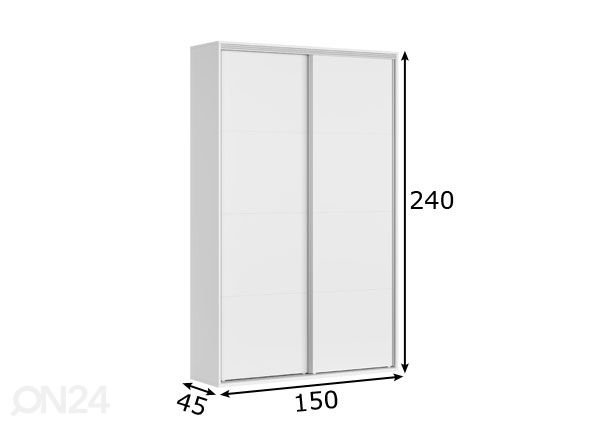 Vaatekaappi Franziska 150 cm mitat