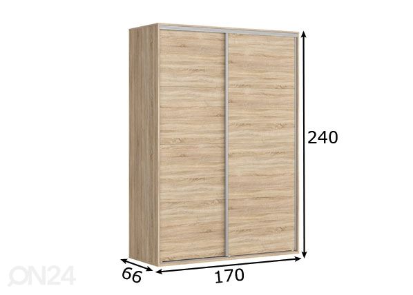 Vaatekaappi Franziska 170 cm mitat