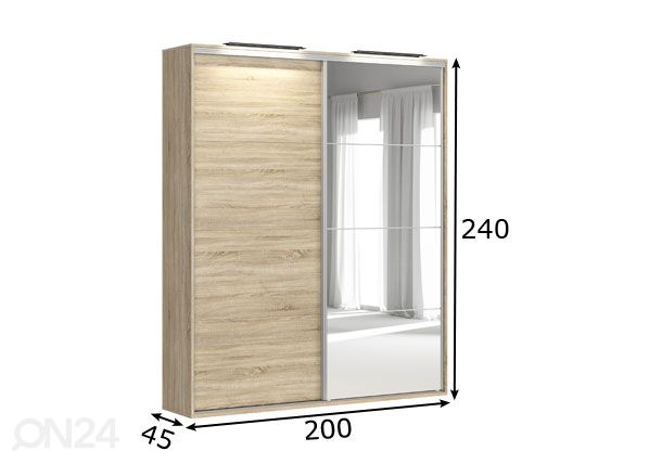 Vaatekaappi Franziska 200 cm mitat