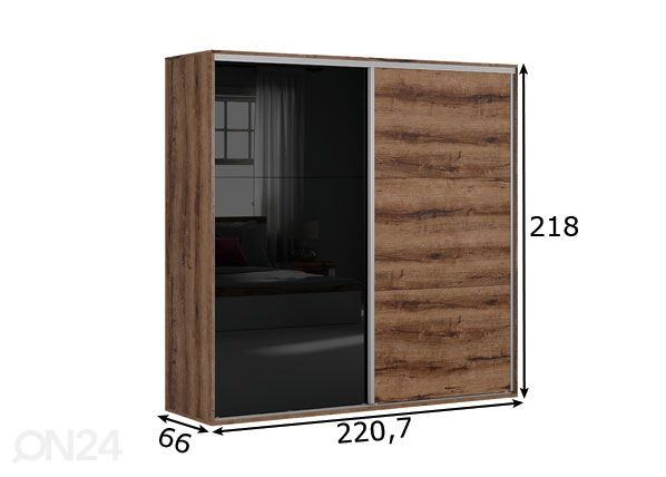 Vaatekaappi Franziska 220 cm mitat