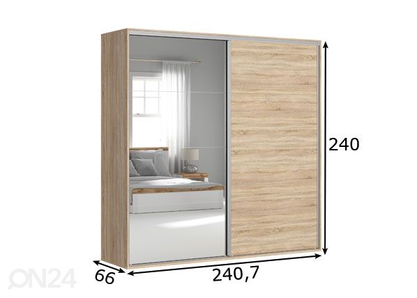 Vaatekaappi Franziska 240 cm mitat