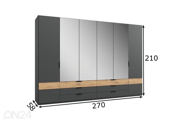 Vaatekaappi Gibraltar 270 cm mitat