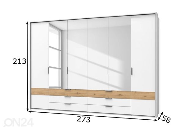 Vaatekaappi Gibraltar 270 cm + kehys mitat