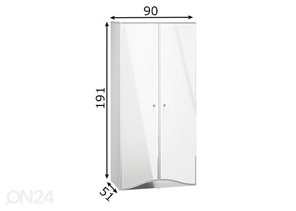 Vaatekaappi Glara 90 cm mitat