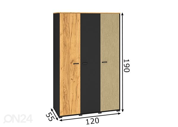 Vaatekaappi Gotland 120 cm mitat