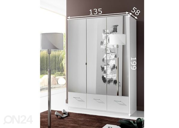 Vaatekaappi Imago 135 cm mitat