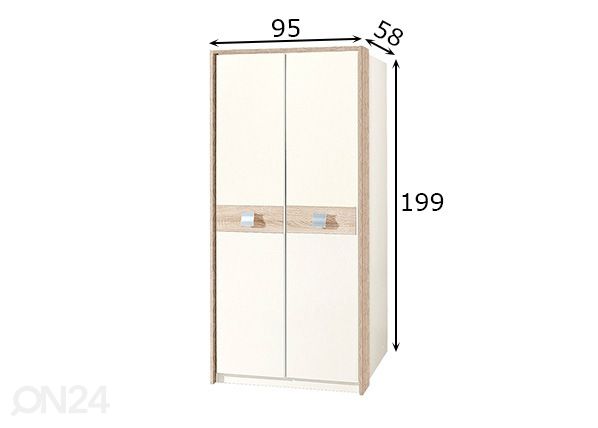 Vaatekaappi Jalta 95 cm mitat