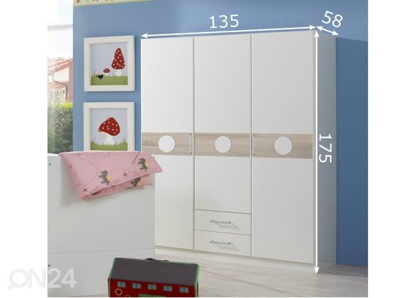 Vaatekaappi Kimba 135 cm mitat