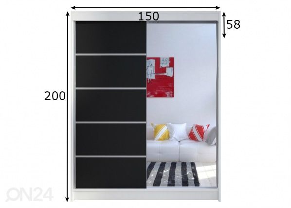 Vaatekaappi + LED mitat