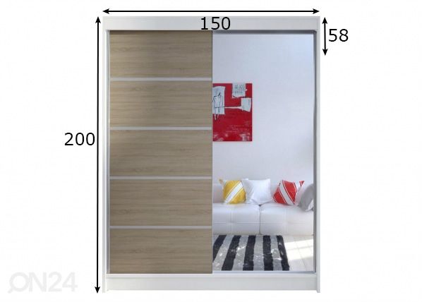 Vaatekaappi + LED mitat