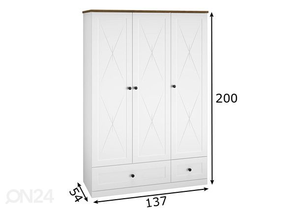 Vaatekaappi Lille 137 cm mitat