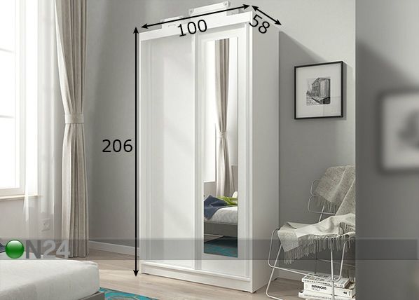 Vaatekaappi liukuovilla 100 cm mitat