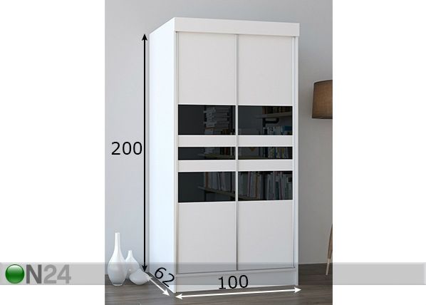 Vaatekaappi liukuovilla 100 cm mitat