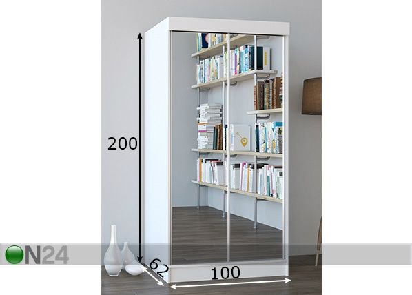 Vaatekaappi liukuovilla 100 cm mitat