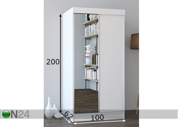 Vaatekaappi liukuovilla 100 cm mitat