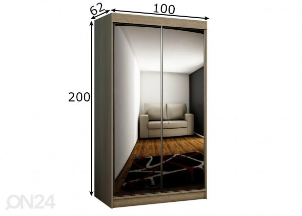 Vaatekaappi liukuovilla 100 cm mitat