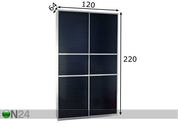 Vaatekaappi liukuovilla 120 cm mitat