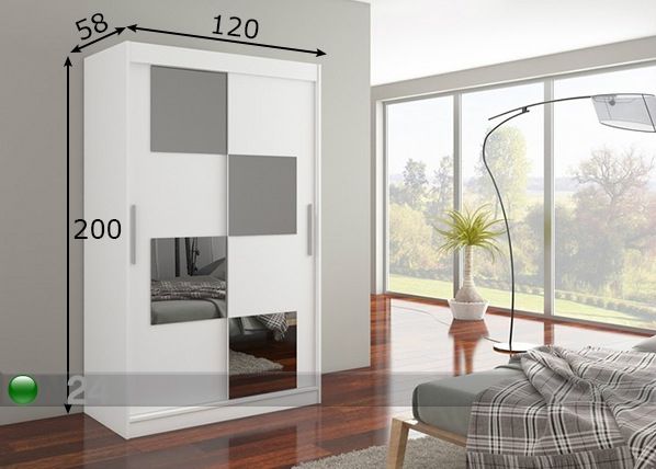 Vaatekaappi liukuovilla 120 cm mitat