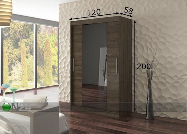 Vaatekaappi liukuovilla 120 cm mitat