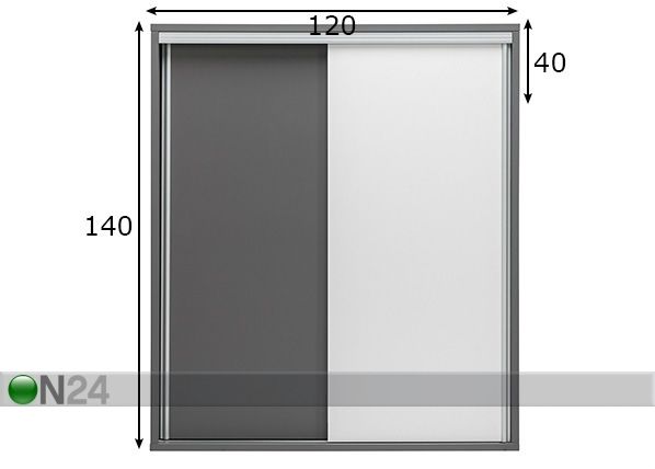 Vaatekaappi liukuovilla 120 cm mitat