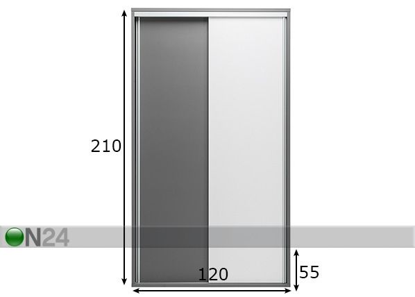 Vaatekaappi liukuovilla 120 cm mitat