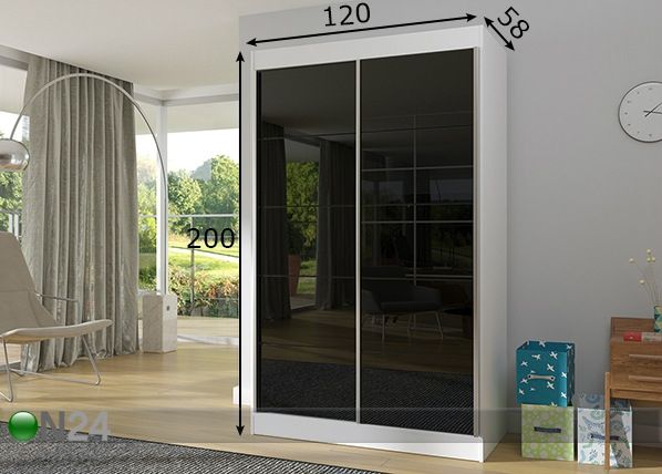 Vaatekaappi liukuovilla 120 cm mitat