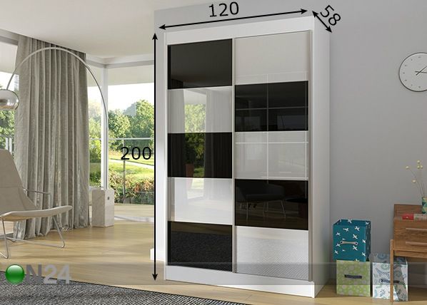 Vaatekaappi liukuovilla 120 cm mitat