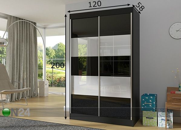 Vaatekaappi liukuovilla 120 cm mitat