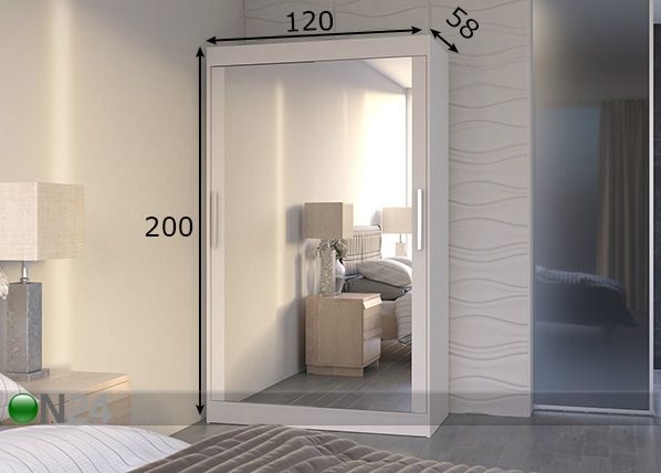Vaatekaappi liukuovilla 120 cm mitat