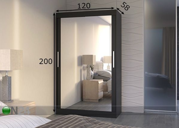 Vaatekaappi liukuovilla 120 cm mitat