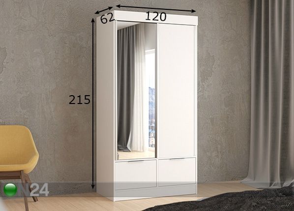 Vaatekaappi liukuovilla 120 cm mitat