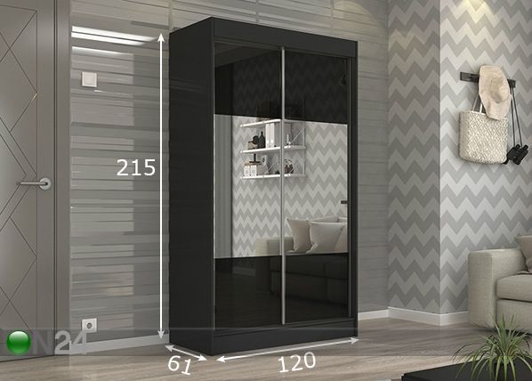 Vaatekaappi liukuovilla 120 cm mitat