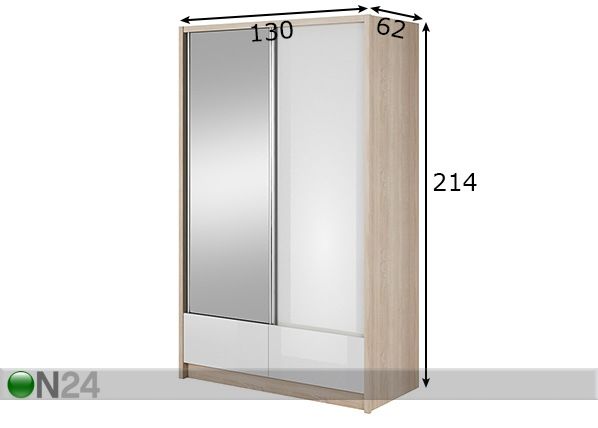 Vaatekaappi liukuovilla 130 cm mitat