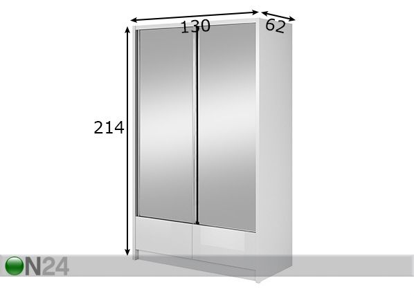 Vaatekaappi liukuovilla 130 cm mitat