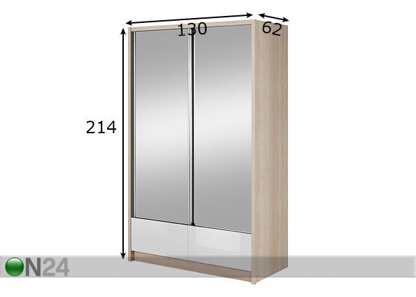 Vaatekaappi liukuovilla 130 cm mitat