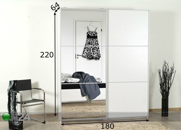 Vaatekaappi liukuovilla 180 cm mitat