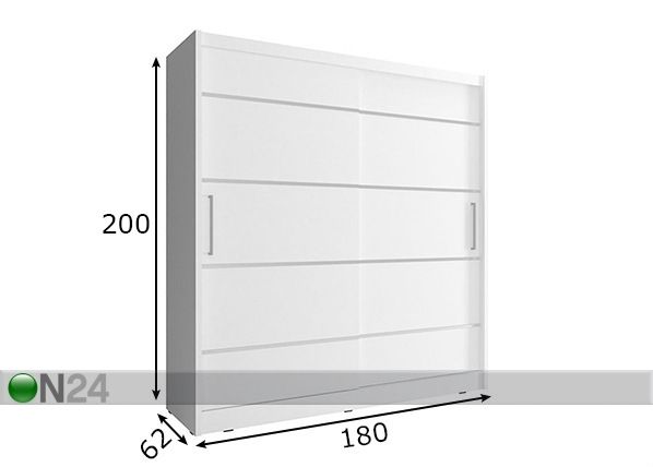 Vaatekaappi liukuovilla 180 cm mitat