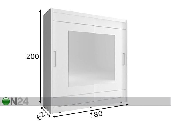 Vaatekaappi liukuovilla 180 cm mitat